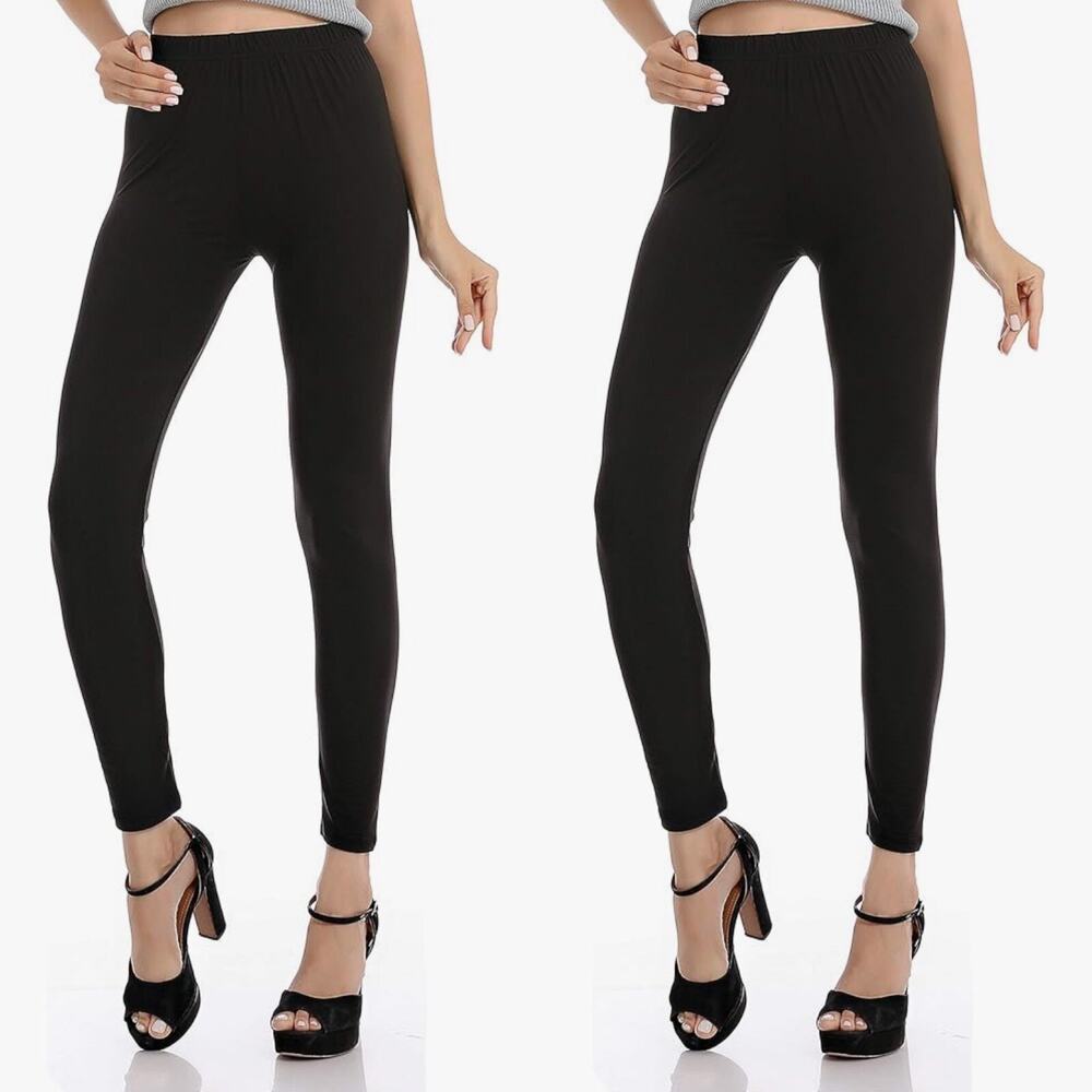 2 New Mix Leggings Soft Super Comfort Sports Yoga Workout Stretch Pants MEDIUM
